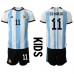 Argentinië Angel Di Maria #11 Babykleding Thuisshirt Kinderen WK 2022 Korte Mouwen (+ korte broeken)